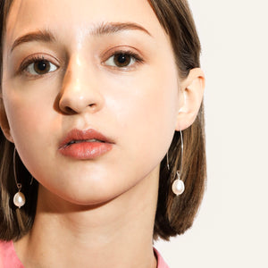 OVAL HOOK WITH DROP PEARL EARRINGS
