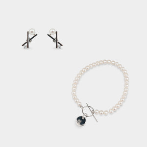 KAYLA PEARL EARRINGS + EXQUISITE INITIAL PEARL BRACELET