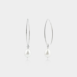 OVAL HOOK WITH DROP PEARL EARRINGS
