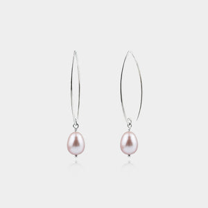 OVAL HOOK WITH DROP PEARL EARRINGS