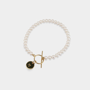 EXQUISITE INITIAL PEARL BRACELET (SILVER GOLD)
