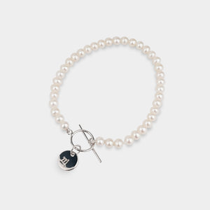 EXQUISITE INITIAL PEARL BRACELET (SILVER)
